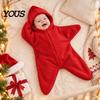 Süßer Sternförmiger Baby-Strampler Neugeborenen-Schlafsack, Weiche Flanell-Wickeldecke für Jungen Weihnachtsoutfit Mädchen, Warmes Feiertagskostüm Fotografie