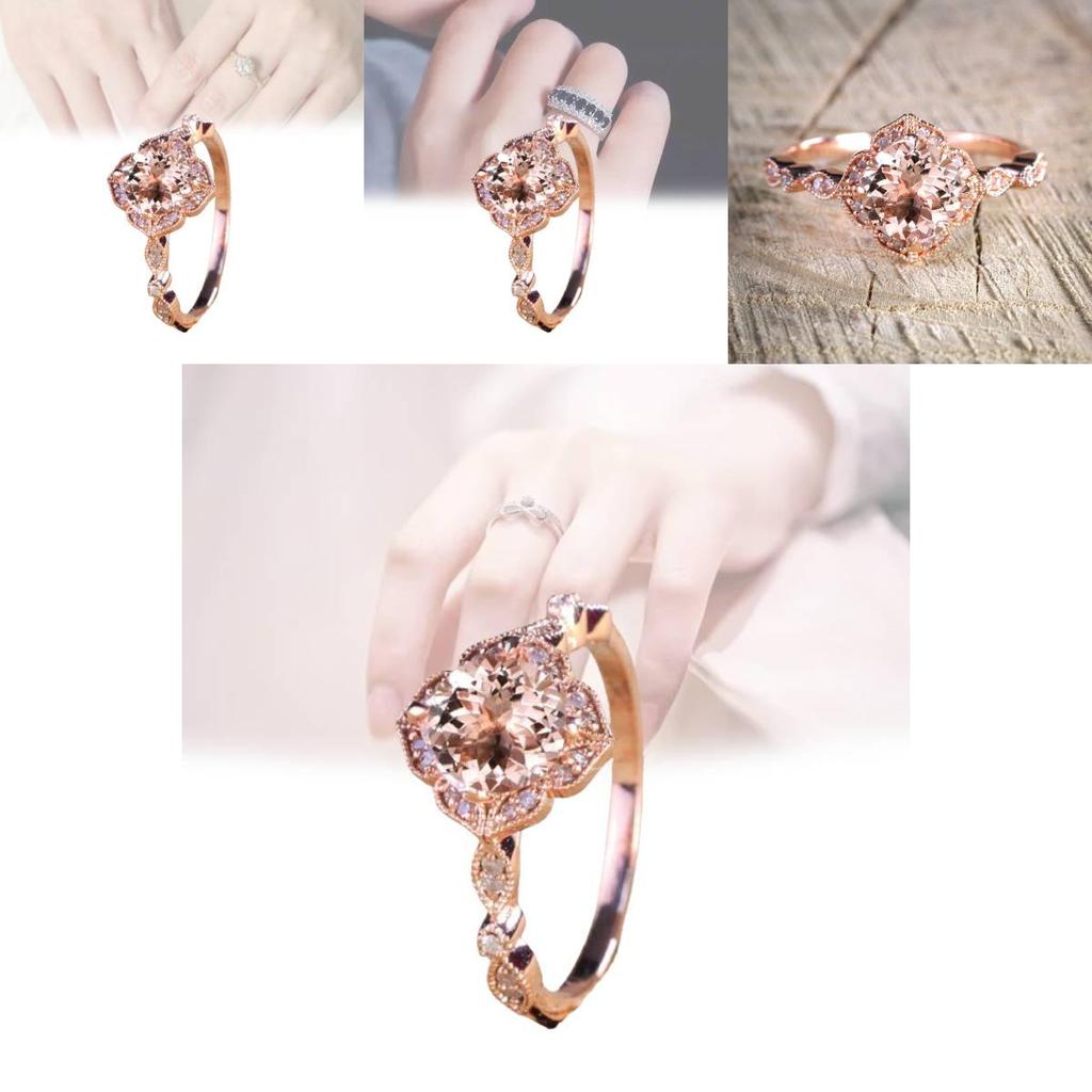 Stunning Pink Zirconia Micro Pave Princess Engagement Ring 18k Rose Gold Plated