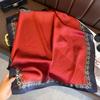 71Cm imitation silk small square scarf burgundy baroque pattern silk scarf versatile professional scarf spring and summer decorative scarf