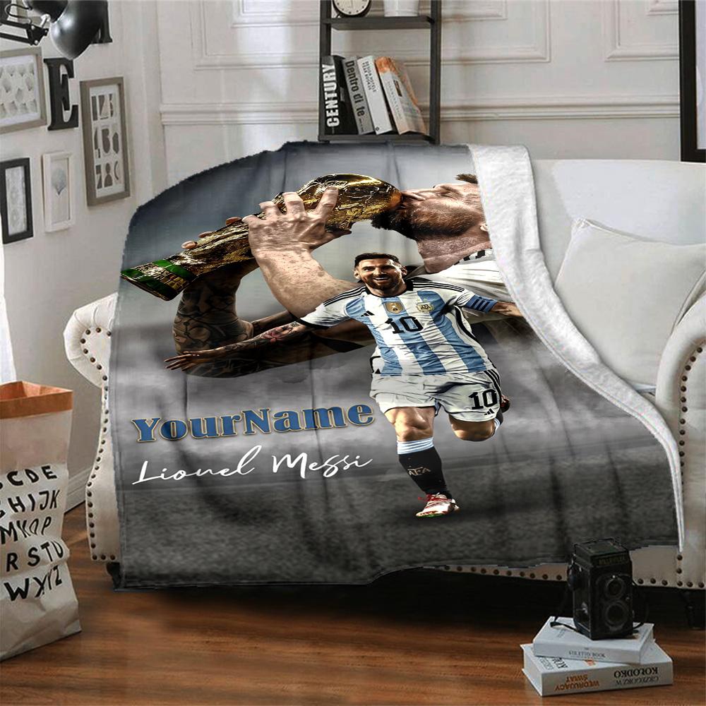 Messi Personalized Name Blanket Cozy Customizable Blanket Comfortable Suitable for Livingroom Bedding Sofa Office Chair for All Occasions