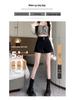 Women's High-Waist A-Line Black Suit Shorts - Summer 2024 - Slimming Fit with Elastic Waistband.