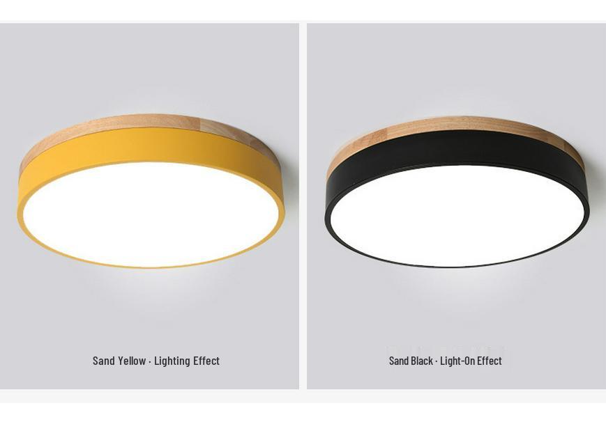Japanese-Style LED Round Ceiling Light - Minimalist Wood Art for Bedroom & Living Room, Relaxed Nordic Warm Lighting