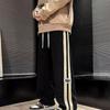 Herenbroeken Trekkoord Elastische taille Wijde pijpen Gestreept Retro Effen Kleur High Street Volledige lengte Losse, zachte, ademende heren joggingbroeken
