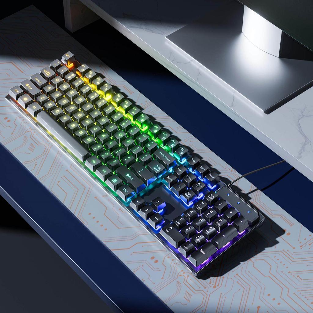 Mechanical Desktop Gaming Keyboard & Mouse Set for PC and Laptop