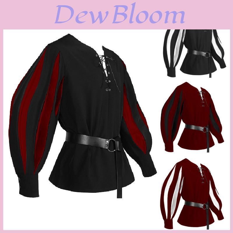 Manyishang Vintage Medieval Drama Costume With Color Block Tie And Shirt For Cosplay
