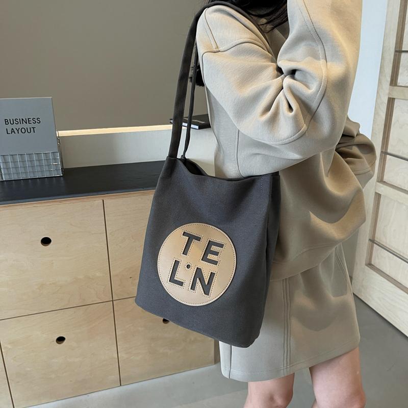 Color Block Shoulder Bag Large Capacity Women's Letter Tote Bag Student Class Underarm Bag