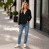 Women's Casual Color Hooded Long Sleeve Button Front Loose Fit Jacket for Daily Wear