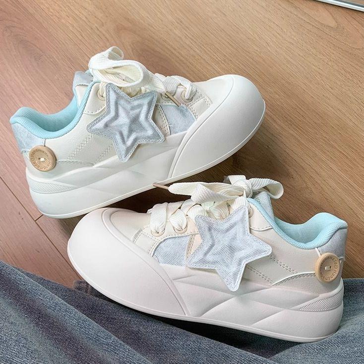 Milk fufu platform star little white shoes women's summer new versatile skirt student casual board shoes
