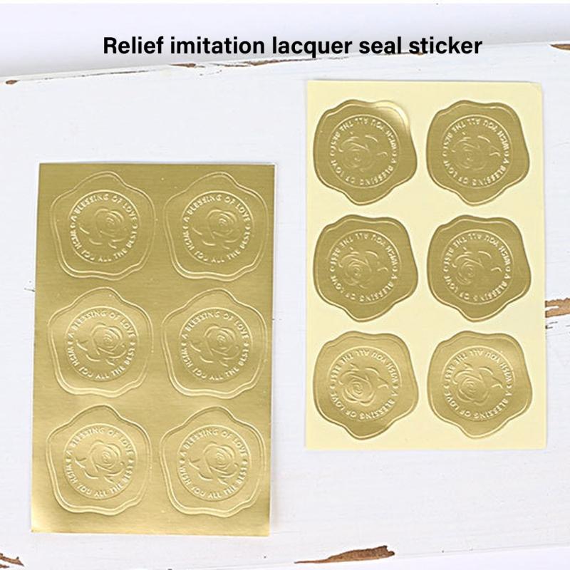 60 Pcs Gold Embossed Sticker Adhesive Embossing Decal Envelope Seal Sticker for Invitation Envelope Seal Decoration