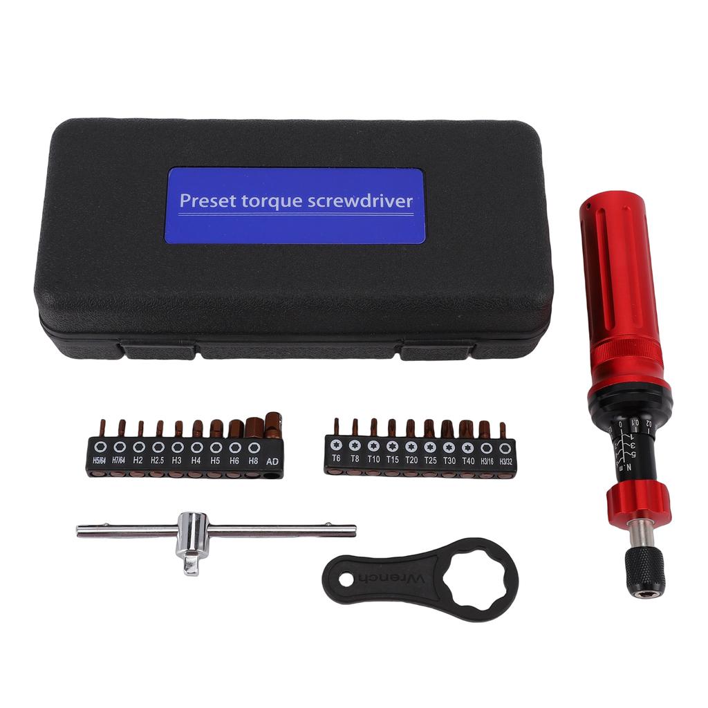 Mechanical Torsion Screwdriver Kit Adjustable Preset Screwdriver for Bike Machinery Repair 1 6N.m Range 1 4 Inch Hex