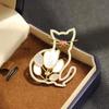 New Delicate Diamond Hollow Diamond Cat Brooch Sweet Versatile Animal Shell Tulip Pin Anti-light