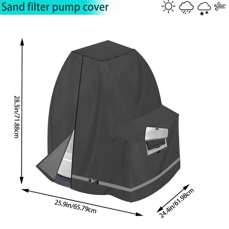 Weather Resistant Pool Pumps Enclosure Fit for 30.9-40.9cm Sand Filters Inground Systems Cover With Zippered Ventilation