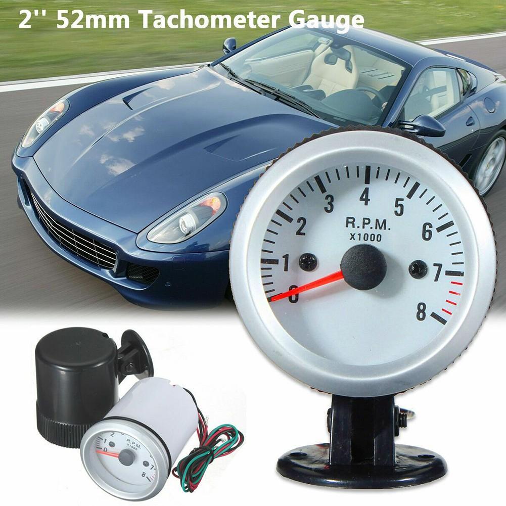 2" 52mm Car Engine Rev Counter 12V Tachometer Pointer Gauge Meter 0-8000RPM