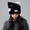 Hat Women's Winter Cute Sweet Cool Wind Knitted Hat Windproof Warm Ear Protector Headhat Color Matching Cat Ears Wool Hat