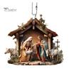 Christmas Pendant Ornament Jesus Family Prayer Scene Pendant Bright Colored Religious Symbol Pendant for Home Car