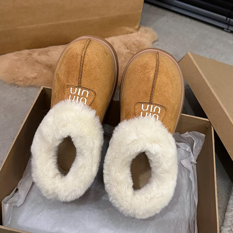 Fur Platform Women Ankle Snow Boots Winter Suede Warm Plush Cotton Shoes Brand Mid Heels Casual Shoes Woman Trend Botas Mujer