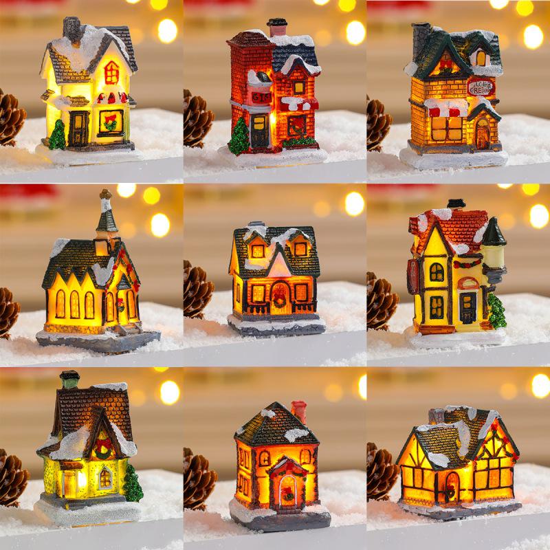 Festive Glowing Resin Small House - Holiday Window Display & Kids' Gift