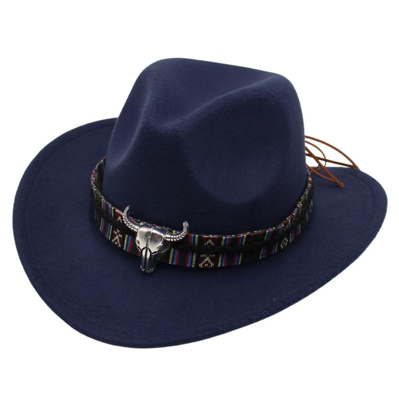 Ethnic Style Handsome Tibetan Hat Children'S Performance Top Hat Cow Head Warped Edge Western Cowboy Hat Sunscreen Sun Hat