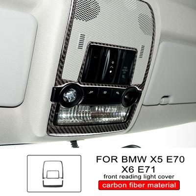 Car Front Reading Light Cover Trim Sticker Carbon Fiber Decal Decoration For BMW X5 E70 X6 E71 2007-2014 Interior Accessories