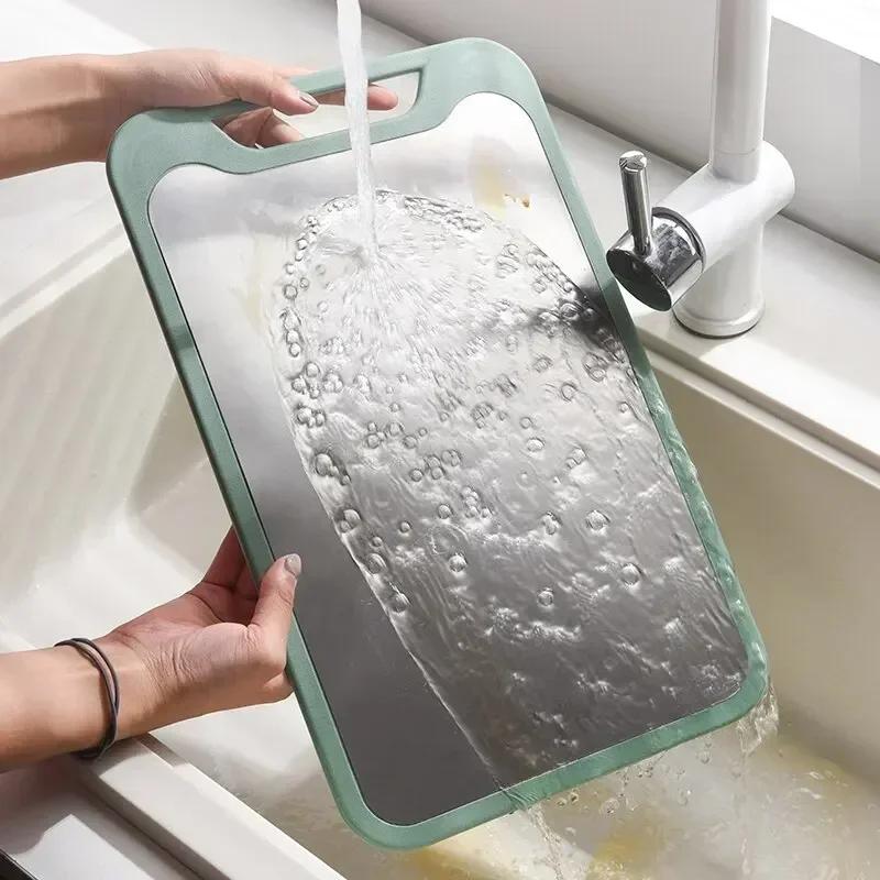 304 Rostfritt Stål Dubbelsidig Skärbräda för Kök Skärbräda Skärbräda Antibakteriell Anti-mögel Skärblock