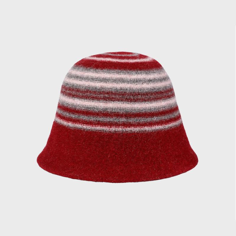

Полосатая панама женская осенне-зимняя шляпа рыбака шляпа-ведро красный