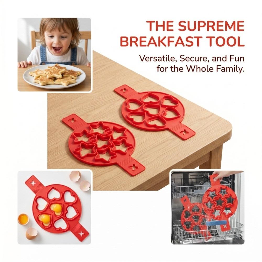 2pcs Non-Stick Silicone Egg Ring Star Heart Egg Cooker Pan Pancake Maker  Home Kitchen DIY Baking