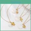 Collier Tortue de Plage avec Pendentif en Acier Plaqué Or pour Accessoires de Vacances d'Été
