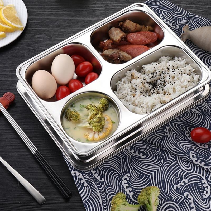 304 Stainless Steel Dinner Plate Serving Dish Rustproof Dishware For Family Outdoor Camping Kitchen Use