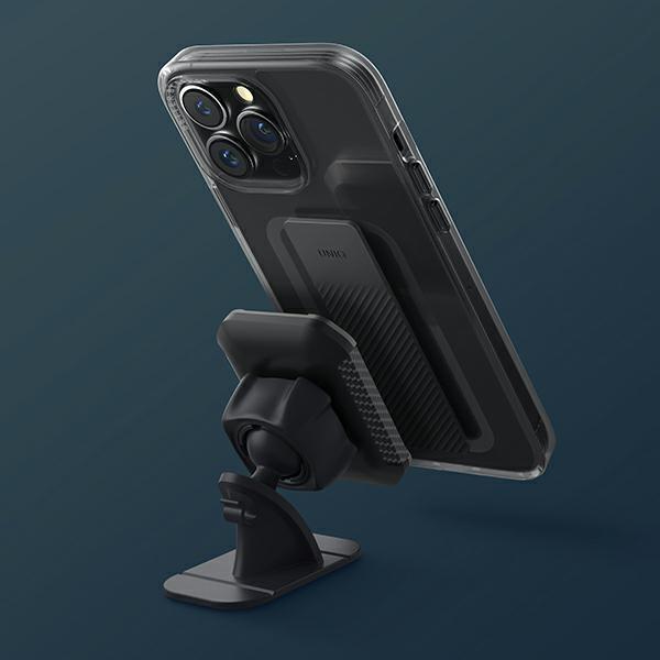 Custodia per iPhone 14 UNIQ Heldro Mount nero/fumo vapore