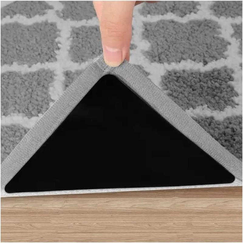 8Pcs Triangle Washable Rug Gripper Anti-Slip Reusable Rubber Mat Non Slip Patch Tape For Tile Floors Carpets Corners Pad