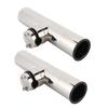2PCS Tournament Style Boat Fishing Rod Holders Stainless Steel Clamp On Rail Mount Fishing Pole Holders Mounted To