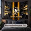 Custom Name Text Tapestry,Pittsburgh Penguins Decorative Wall Hanging, Background Tapestry For Home Bedroom