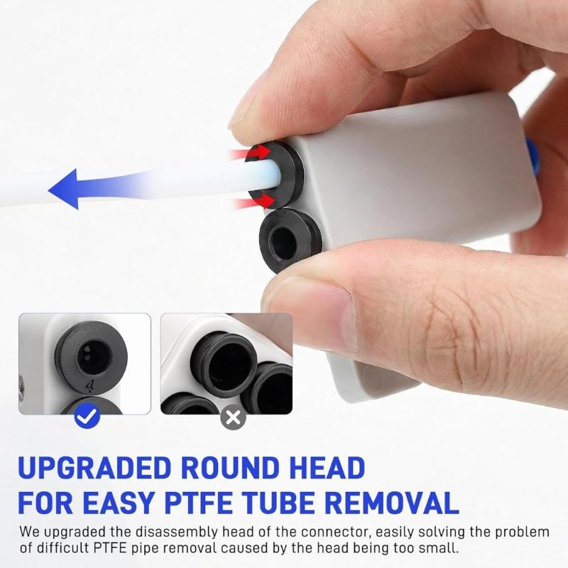Upgraded Removable PTFE Tube Connectors PTFE Tube Adapter Suitable With X1C X1 P1P P1S P2S H2D H2S H2C 3D Printers