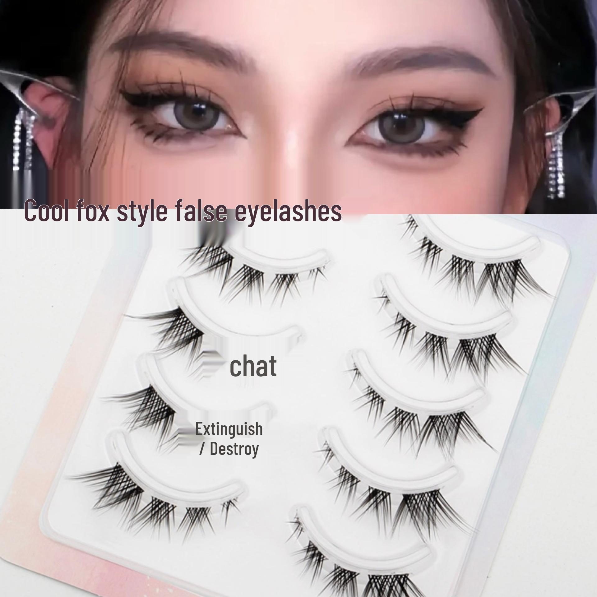 Mengjie Fox-Style Angled False Eyelashes for Dramatic Eye Corner Length and Dense Mixed-Race Manga Look