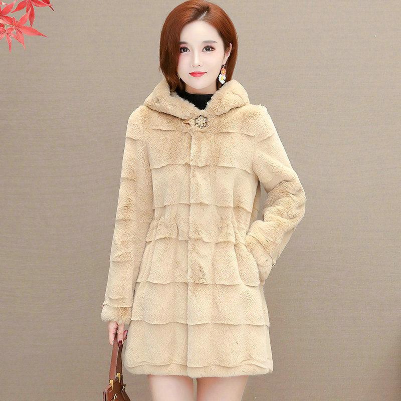 Mittelalterlich Ältere Winterjacke Imitatfell Grasjacke Warm Locker Sitzend Modischer Parka