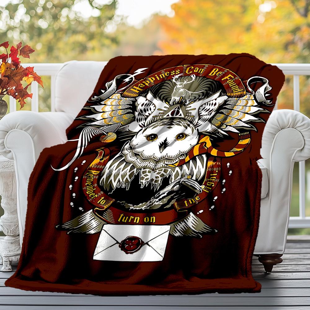 1pc Harry Potter owl Outdoor Flannel Throw Blanket All Season Soft Warmth,Home Decor 1031186