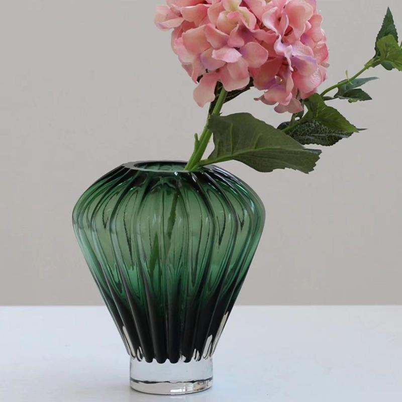 BRSimple Crystal Glass Vase Creative Hydroponic Vase Flower Arrangement Art Desktop Decoration Modern Room Aesthetic DecorationEY