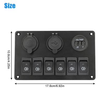 Πίνακας Διακοπτών 24V 12V 6 Κουμπιών Φορτιστές USB Φως Αυτοκινήτου Διακόπτης Τροφοδοτικό Φορτηγού Αξεσουάρ Για Σκάφος Θαλάσσιο Τρέιλερ RV Τροχόσπιτο