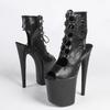 Women's  20cm Pole Dance Boots Black Lace Up Open Toe 20cm High Heel Platform Fashion Shoes Fish Toe