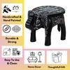 Hand-Crafted and Emboss Colorful Painted Wooden Elephant Shape Stool for Home/Office/Living or Bedroom Decor,Decorative Showpiece