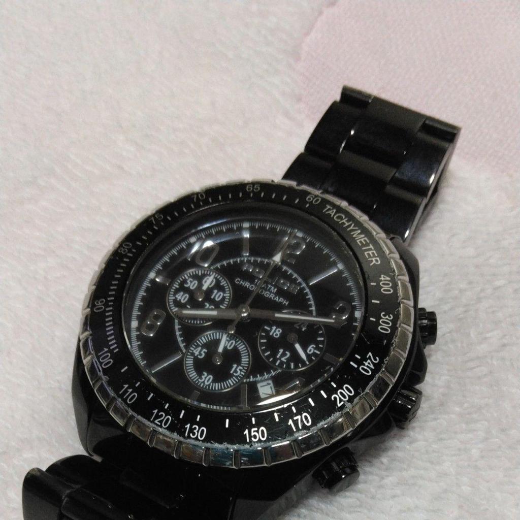 Used Reasonable item POLICE chronograph men's watch black 10ATM