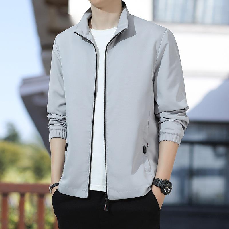 New Jacket Men's Thin Stand-up Collar Jacket Youth Jacket Zipper Jacket Business Jacket Top Jacket