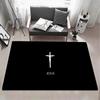 Simple Cross Jesus Floor Mat Eco  Flannel Doormat Non Slip Odorless Indoor Floor Rug Soft Short Plush Home Mat