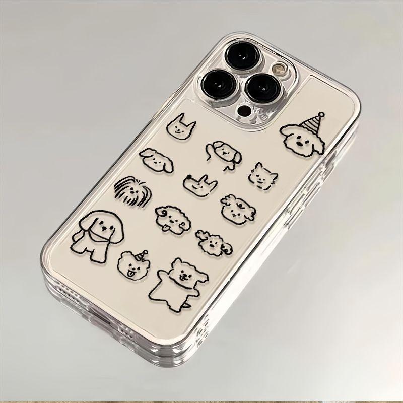 Fun Black and White Line Dog Clear Phone Case For iPhone 17 Pro Max 16 15 14 13 12 11 Pro XS X XR 15 14 Plus 16E 17 Air Cover