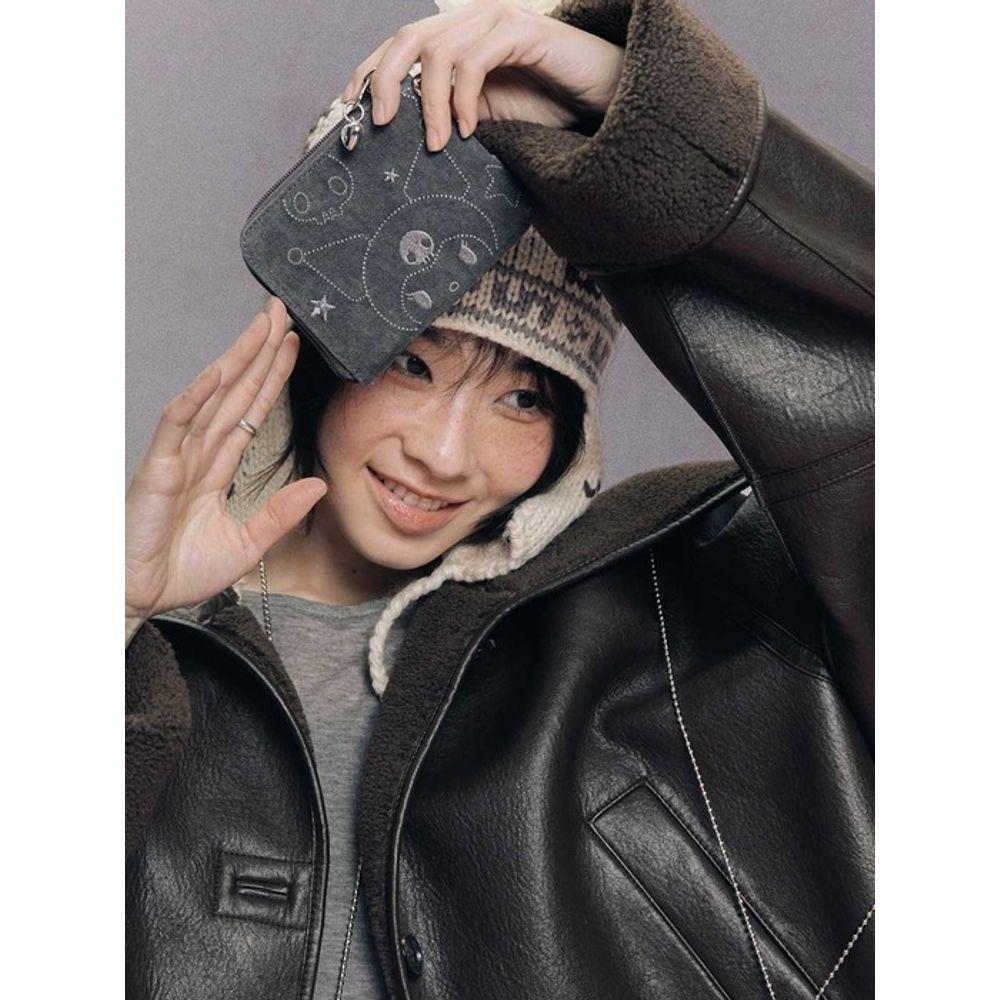 JOSEPH & STACEY Denim Keyring Card Wallet Kuromi Washed Charcoal