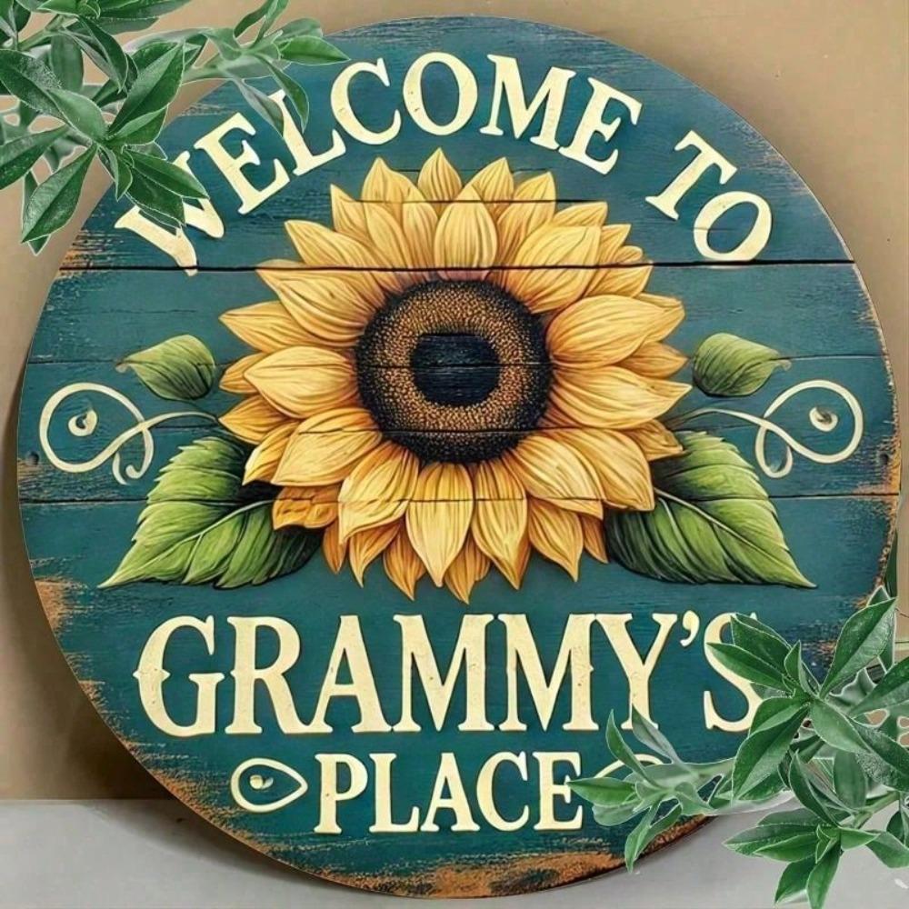 Vintage Welcome To Grandma Metal Sign Round Wall Decor Retro Kitchen Plaque
