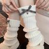 Ballett-Beinwärmer für Damen, Herbst und Winter, mit Schleife, weiße Wadenstrümpfe, japanischer Stil JK Warme Socken, Beinwärmer, trendige Baggy-Socken