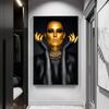 Sexy Nude Woman Portrait Canvas Paintings On The Wall Art Posters and Prints Black Gold Girl Pictures Home Wall Decor Cuadro