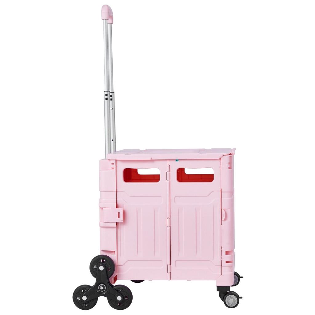 Foldable Cart with Stair Climbing Wheels Collapsible Rolling Crate 65L