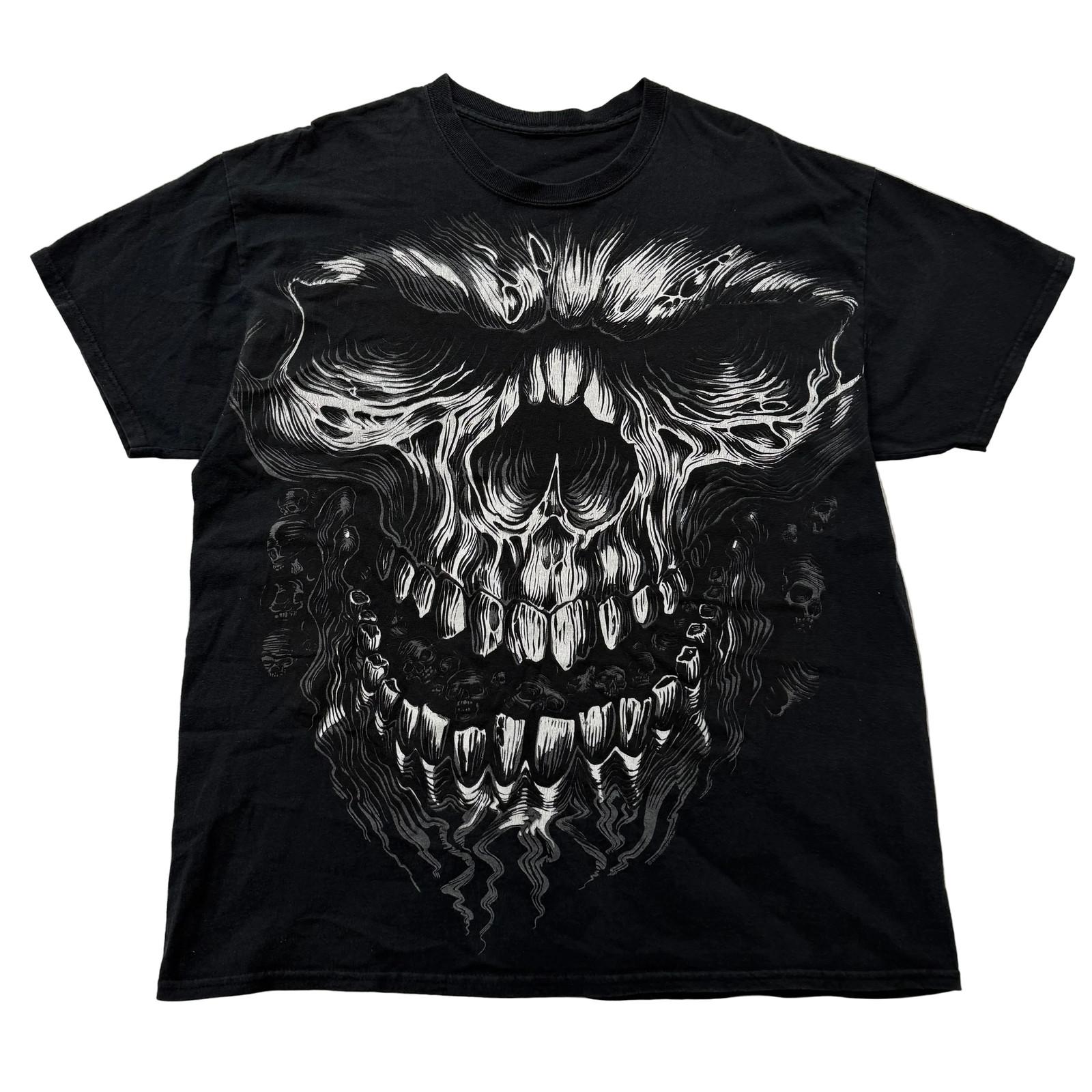 Hot Leathers Men s Black Cotton T-Shirt Shredder Skull Jumbo Print Size XL S разноцветный